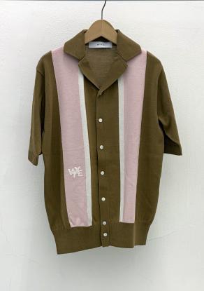 【WYTE】ファインコットンアイビ－ストライプオープンカラーカーディガン/11-30120
