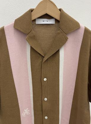 【WYTE】ファインコットンアイビ－ストライプオープンカラーカーディガン/11-30120