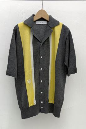 【WYTE】ファインコットンアイビ－ストライプオープンカラーカーディガン/11-30120