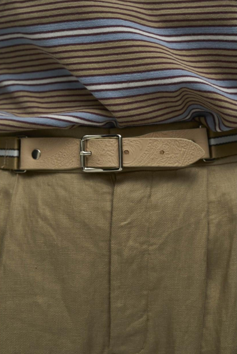 【WYTE】ペイズリーエンボスアイビーストライプベルト/11-90391