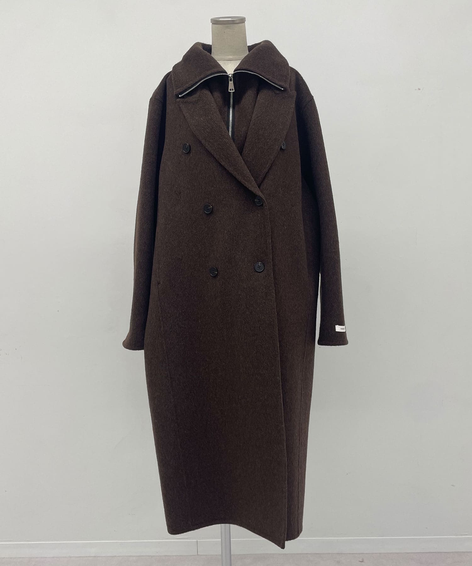 【HERENCIA】ZIPデザインダブルウールロングコート/H125309