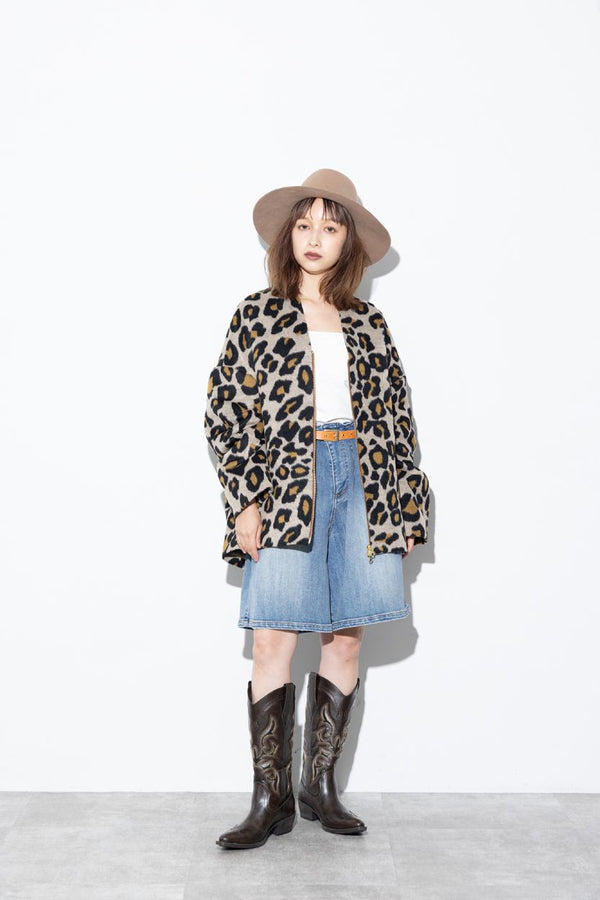 【MARGAUX VINTAGE】シャギージップアップコート レオパード/MG CO-26128-A