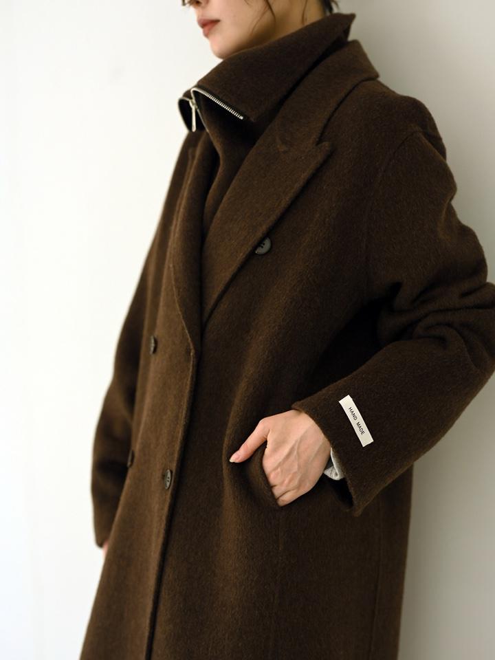 【HERENCIA】ZIPデザインダブルウールロングコート/H125309