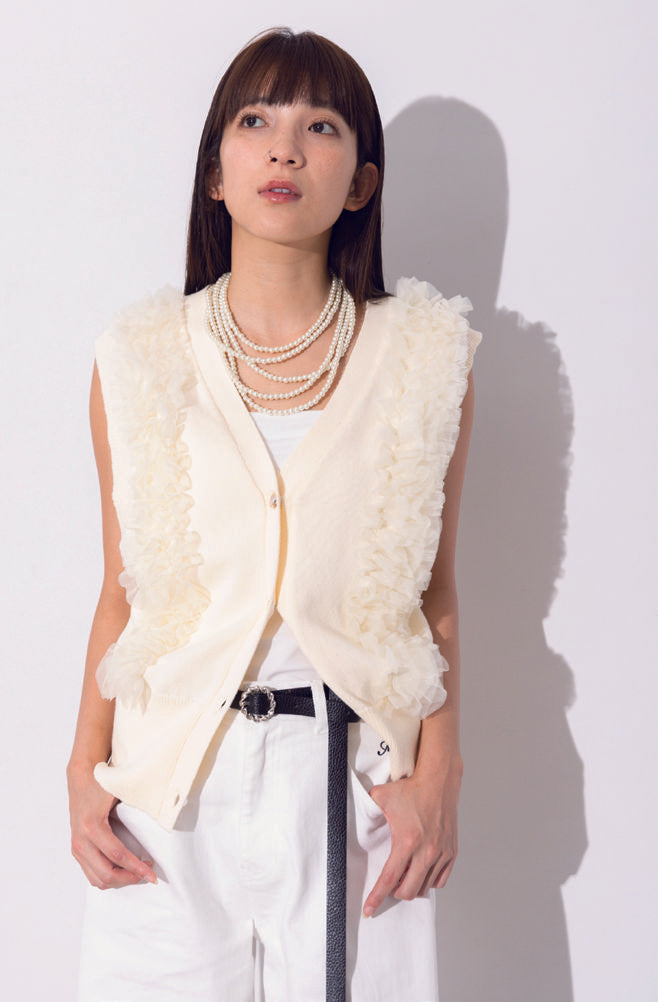 【MARGAUX VINTAGE】チュールフリルベスト/MG KN-26021-S