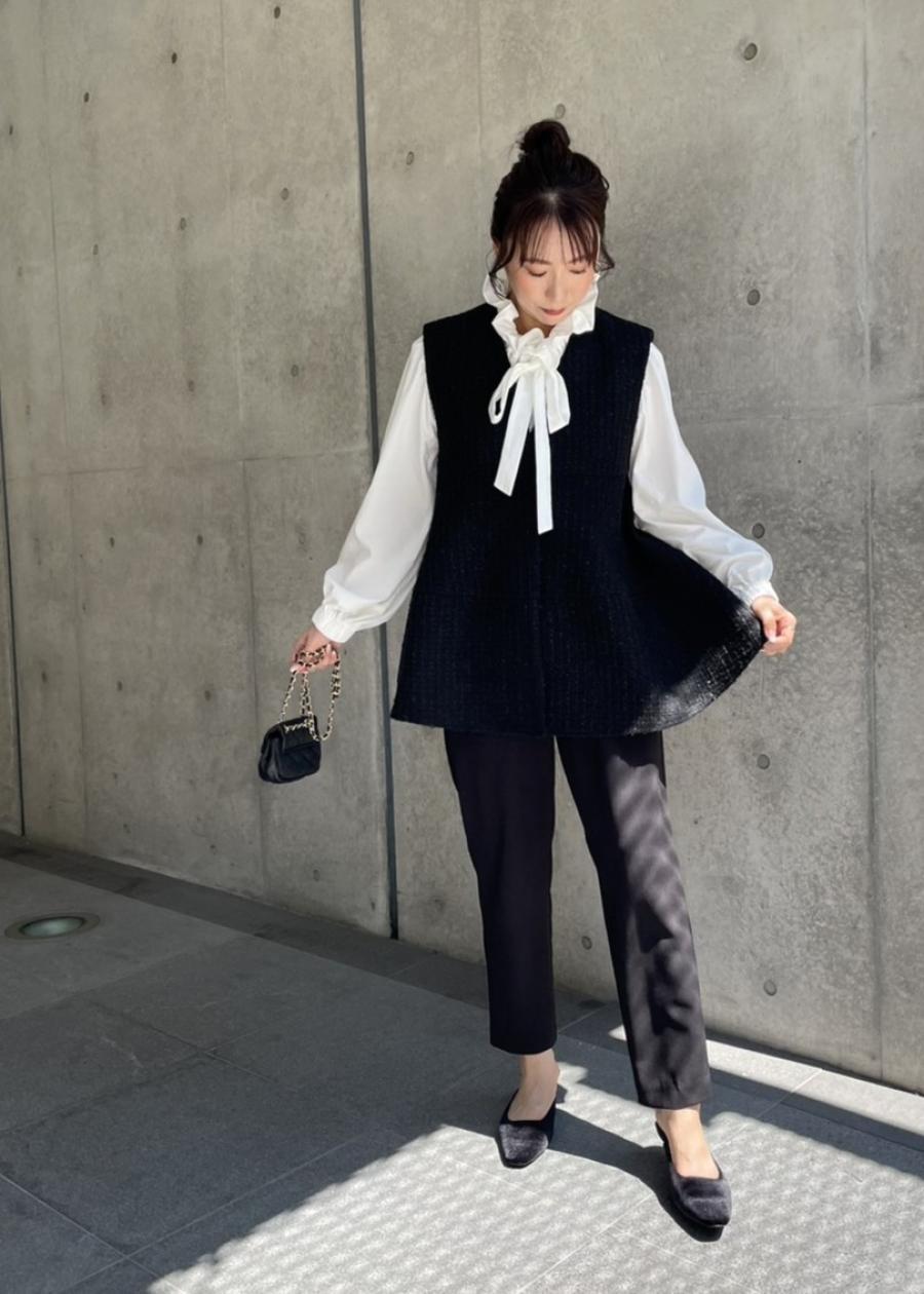 【anana】ラメシャギーツイード立体フォルムベスト/a61-025