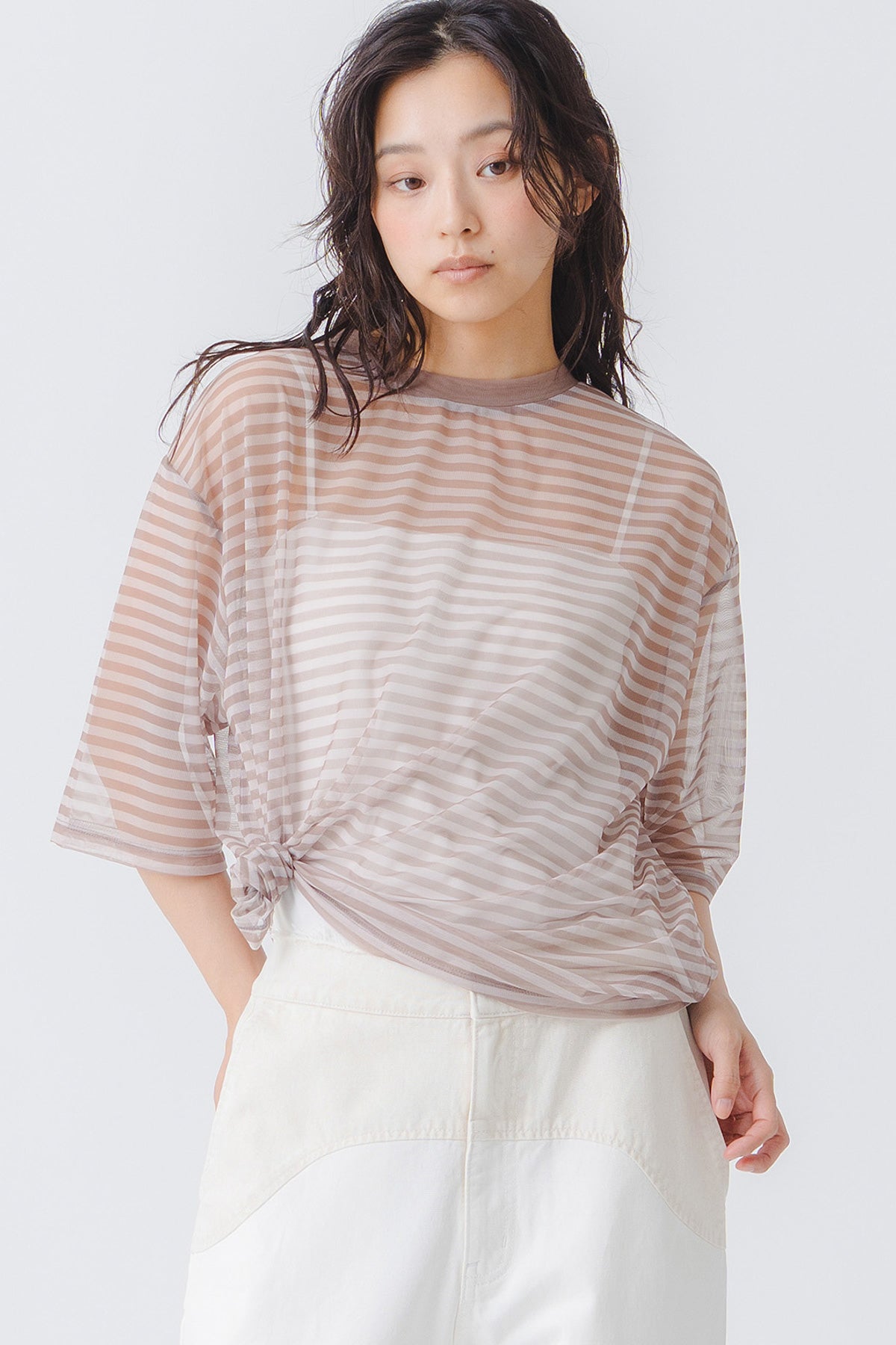 【WHYTO.】シアーボーダーT/WHT27HCS4034
