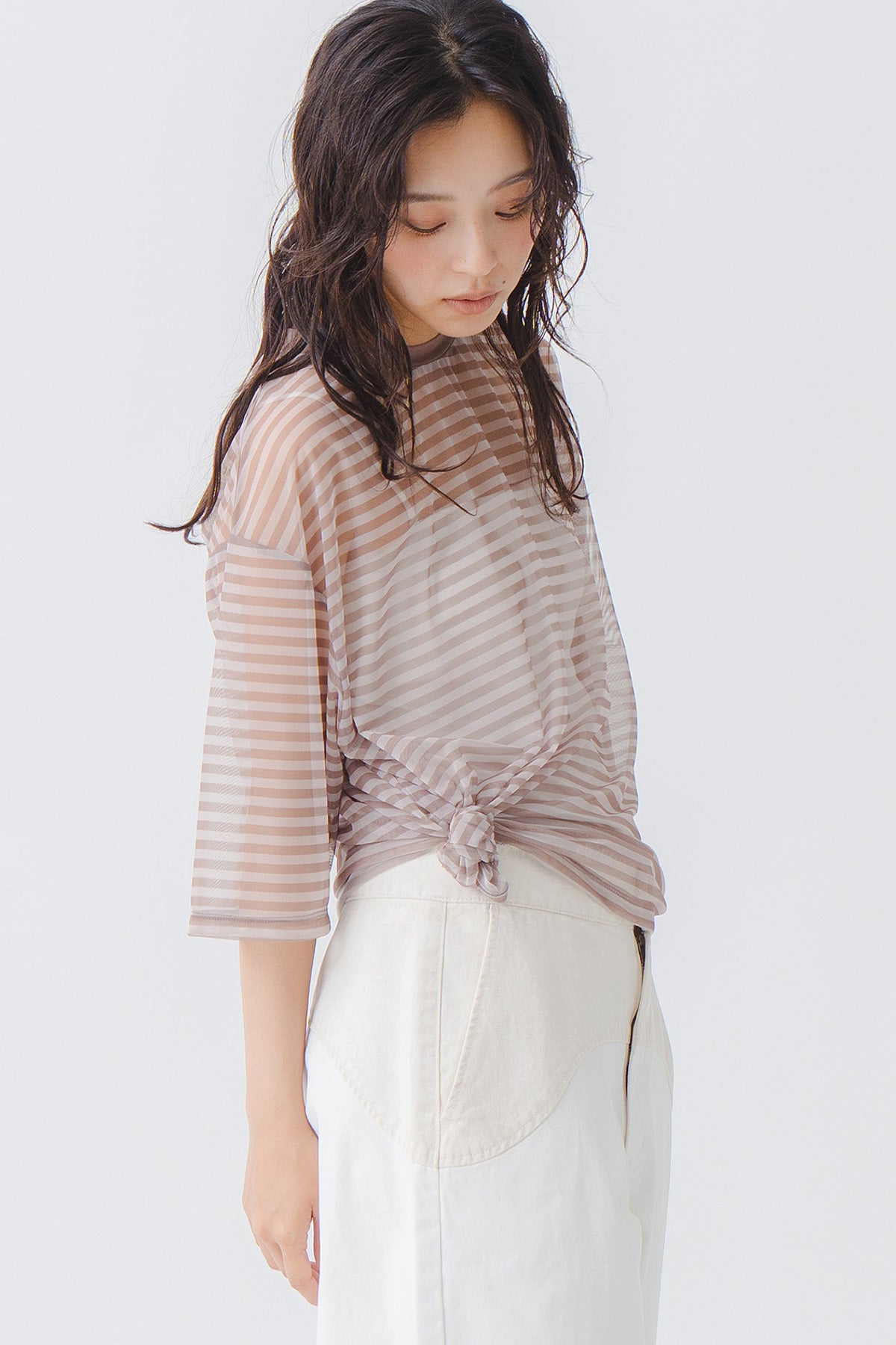 【WHYTO.】シアーボーダーT/WHT27HCS4034
