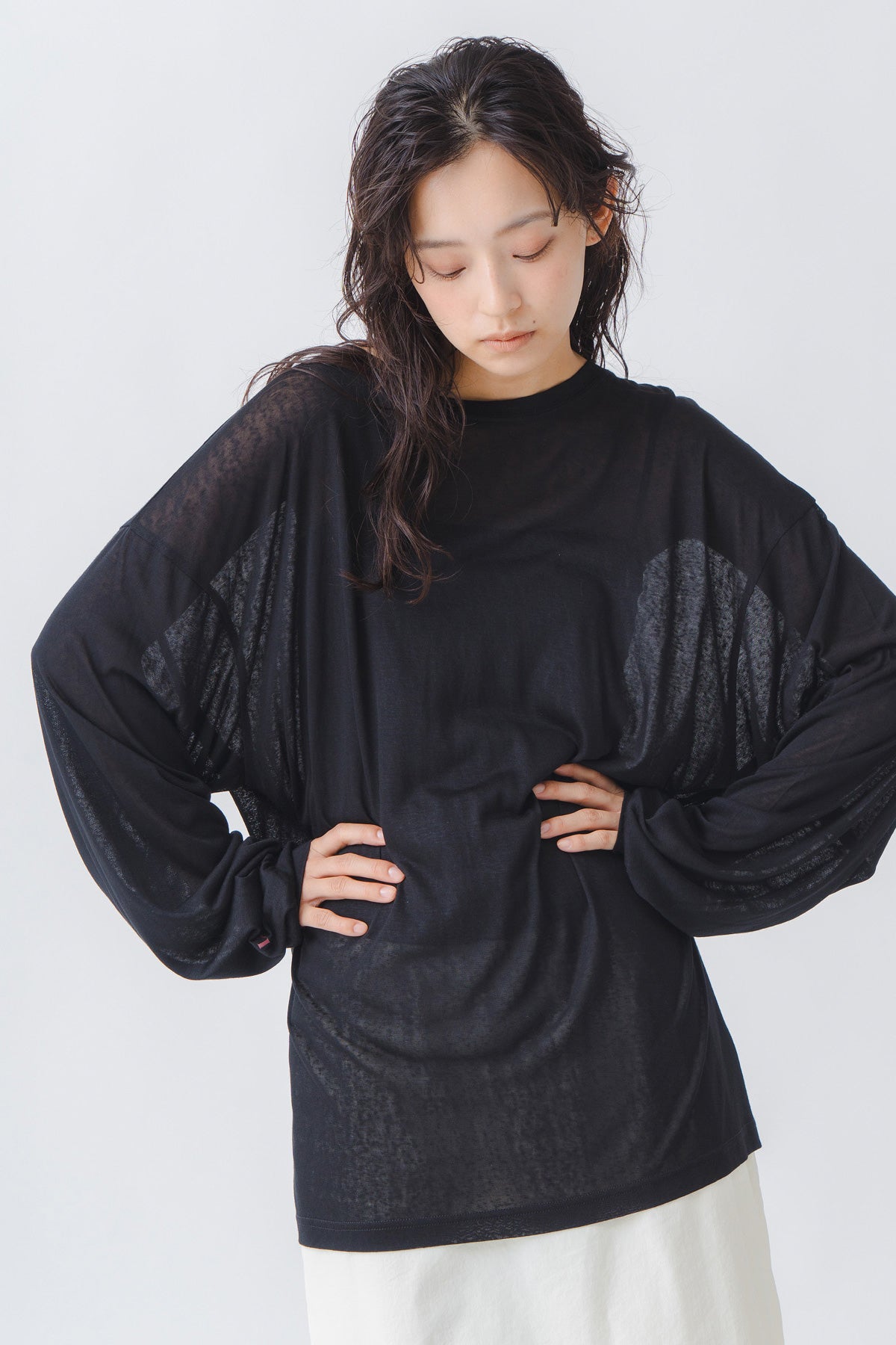【WHYTO.】2wayシアープリントロングT/WHT27HCS4026